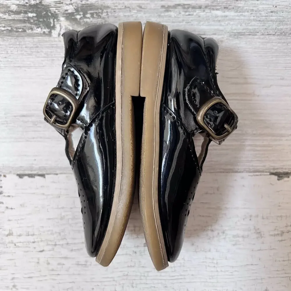 MG Baby Black T-Strap Patent Leather Mary Jane Shoes 5